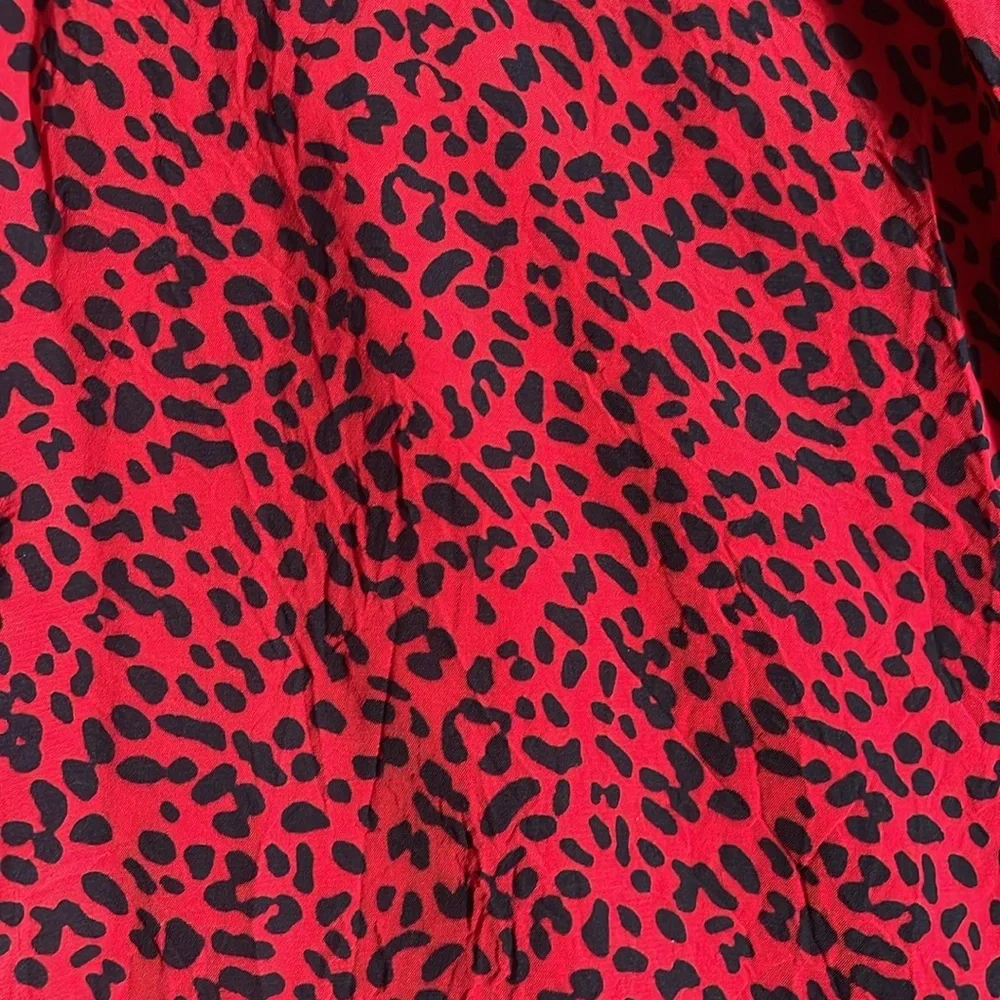 Alice + Olivia Polly Red Leopard Mini Dress Fit & Flare Long Sleeves, Size 10 - Picture 7 of 7